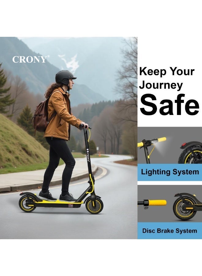 Crony M365 app Fast E-Scooter For Kids/Teens, Up To 45km/H, 250w Motor, 36v 7.8ah Battery, 8.5"Tires, App Controlled Lightweight Foldable With Led Headlights High-Speed Electric Scooter, Anti-Slip Deep-Tread Rubber Tires, Rear Disc Brake, 120kg Max Load, Smart Scooter With App Connectivity, Portable Aluminum Frame For Adults, Heavy-Duty, Travel-Ready Design – Yellow - Image 5